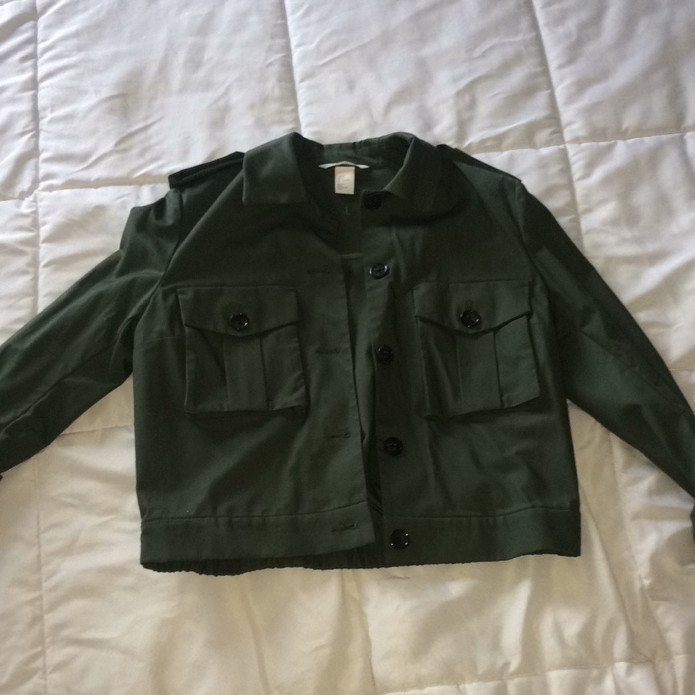 Cropped army/olive green jacket